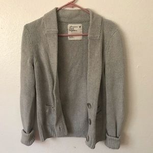 gray cardigan